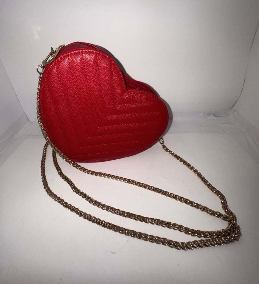 Francesca's Quilted Red Heart Crossbody Bag